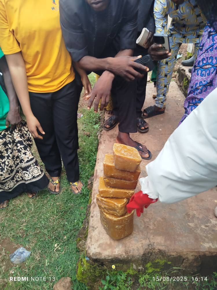 Locally produced blocks of beeswax ready for supply